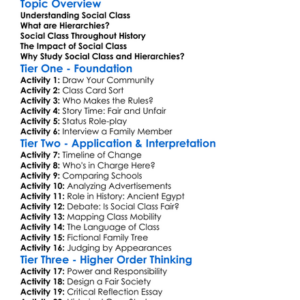 Social Class And Hierarchies Worksheet Activity Booklet
