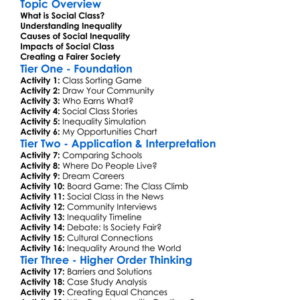 Social Class And Inequality Worksheet Activity Booklet