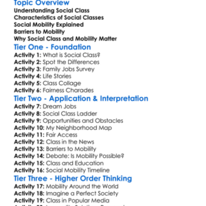 Social Class And Mobility Worksheet Activity Booklet