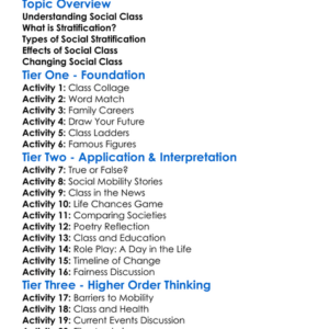 Social Class And Stratification Worksheet Activity Booklet