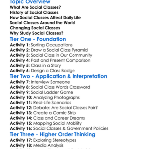 Social Classes Worksheet Activity Booklet