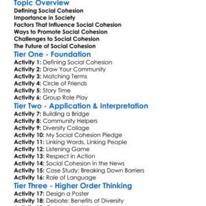 Social Cohesion Worksheet Activity Booklet