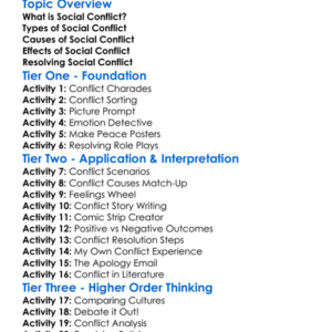 Social Conflict Worksheet Activity Booklet