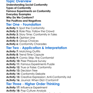 Social Conformity Worksheet Activity Booklet