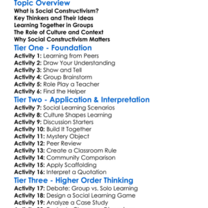 Social Constructivism Worksheet Activity Booklet