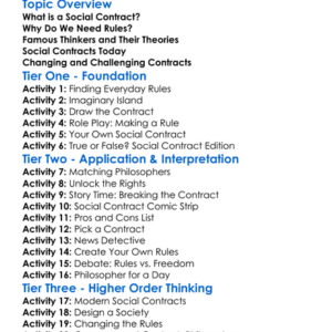 Social Contract Theories Worksheet Activity Booklet