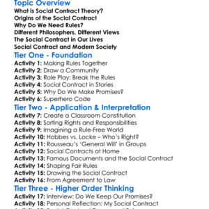 Social Contract Theory Worksheet Activity Booklet