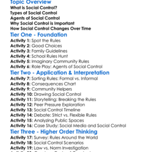 Social Control Worksheet Activity Booklet
