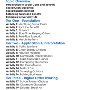 Social Costs And Benefits Worksheet Activity Booklet