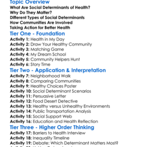 Social Determinants Of Health Worksheet Activity Booklet