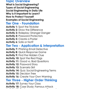 Social Engineering Worksheet Activity Booklet