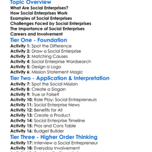 Social Enterprises Worksheet Activity Booklet