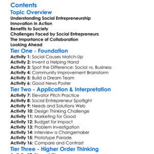 Social Entrepreneurship And Innovation Worksheet Activity Booklet