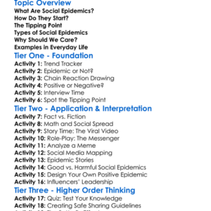 Social Epidemics Worksheet Activity Booklet