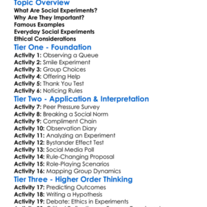 Social Experiments Worksheet Activity Booklet