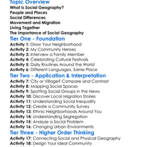 Social Geography Worksheet Activity Booklet