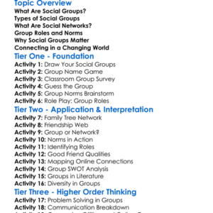 Social Groups And Networks Worksheet Activity Booklet