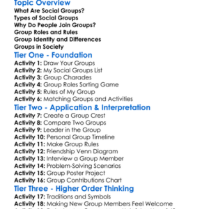 Social Groups Worksheet Activity Booklet