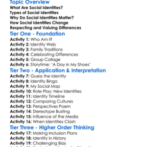Social Identities Worksheet Activity Booklet