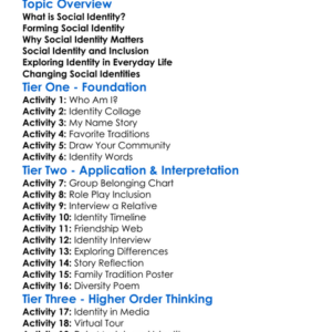 Social Identity Worksheet Activity Booklet