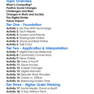 Social Impact Of Computing Worksheet Activity Booklet