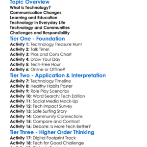 Social Impacts Of Technology Worksheet Activity Booklet