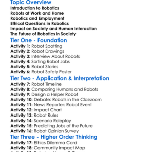 Social Implications Of Robotics Worksheet Activity Booklet