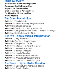 Social Inequalities In Health Worksheet Activity Booklet