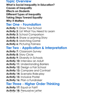 Social Inequality In Education Worksheet Activity Booklet