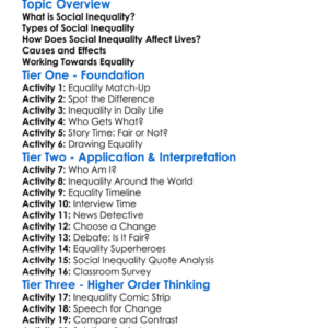 Social Inequality Worksheet Activity Booklet