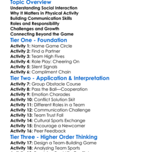 Social Interaction In Physical Activity Worksheet Activity Booklet