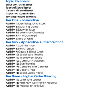 Social Issues Worksheet Activity Booklet