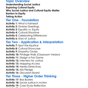Social Justice And Cultural Equity Worksheet Activity Booklet