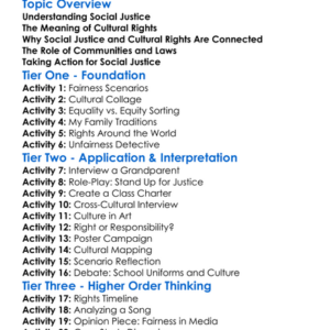 Social Justice And Cultural Rights Worksheet Activity Booklet