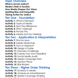 Social Justice In Media Worksheet Activity Booklet