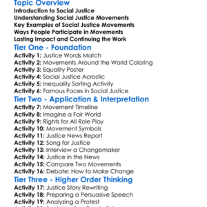 Social Justice Movements Worksheet Activity Booklet