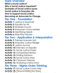 Social Justice Worksheet Activity Booklet