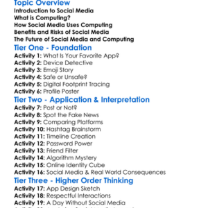 Social Media And Computing Worksheet Activity Booklet