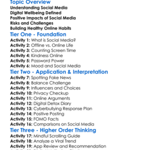 Social Media And Digital Wellbeing Worksheet Activity Booklet