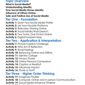 Social Media And Identity Worksheet Activity Booklet