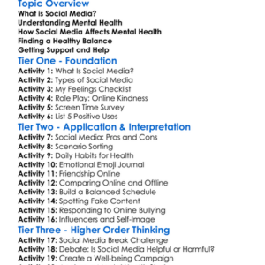 Social Media And Mental Health Worksheet Activity Booklet