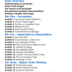 Social Media And Self-Image Worksheet Activity Booklet