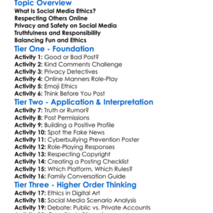 Social Media Ethics Worksheet Activity Booklet