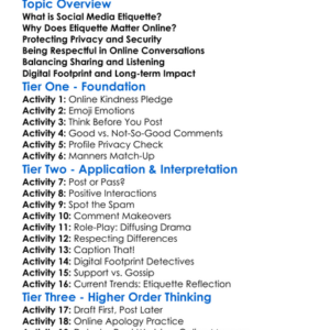 Social Media Etiquette Worksheet Activity Booklet