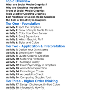 Social Media Graphics Worksheet Activity Booklet