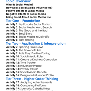 Social Media Influence Worksheet Activity Booklet