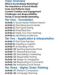 Social Media Marketing Worksheet Activity Booklet
