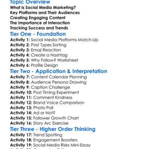 Social Media Marketing Worksheet Activity Booklet
