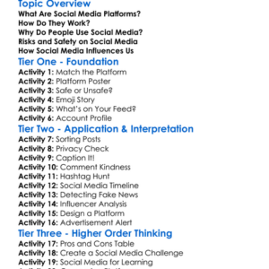 Social Media Platforms Worksheet Activity Booklet
