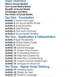 Social Media Technologies Worksheet Activity Booklet